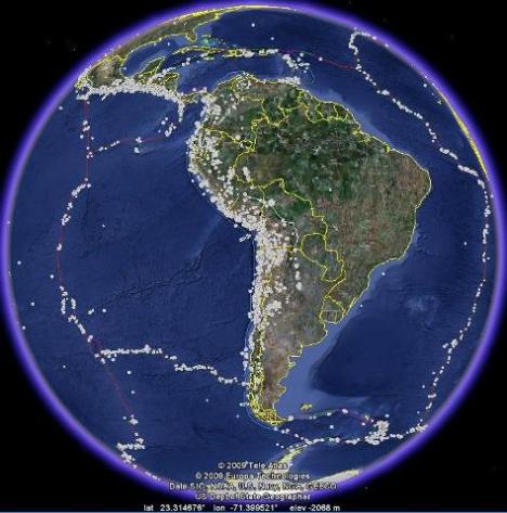 Sisi kiri benua amerika latin & selatan cukup banyak gempa